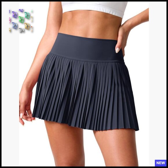 Pleated Tennis Skort High Waisted Athletic Skirt with Pockets Lightweight Sporty